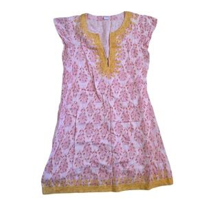 Rikshaw Design Elegant Floral Pink and Yellow Women’s  Dress